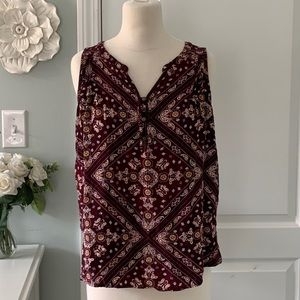 Sonoma Burgundy and Gold Sleeveless Blouse